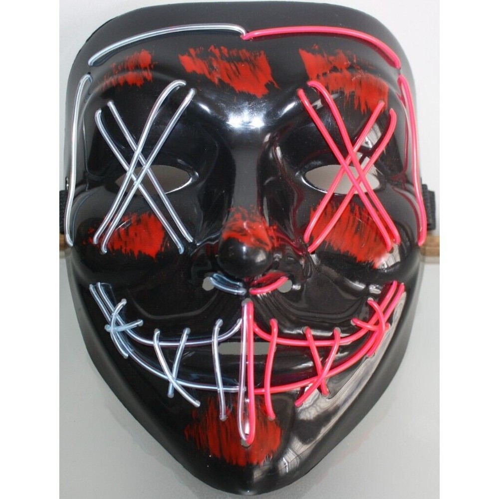 Costume Halloween Face Mask The Purge LED Light Up 3 Speed Clubbing Party Fun